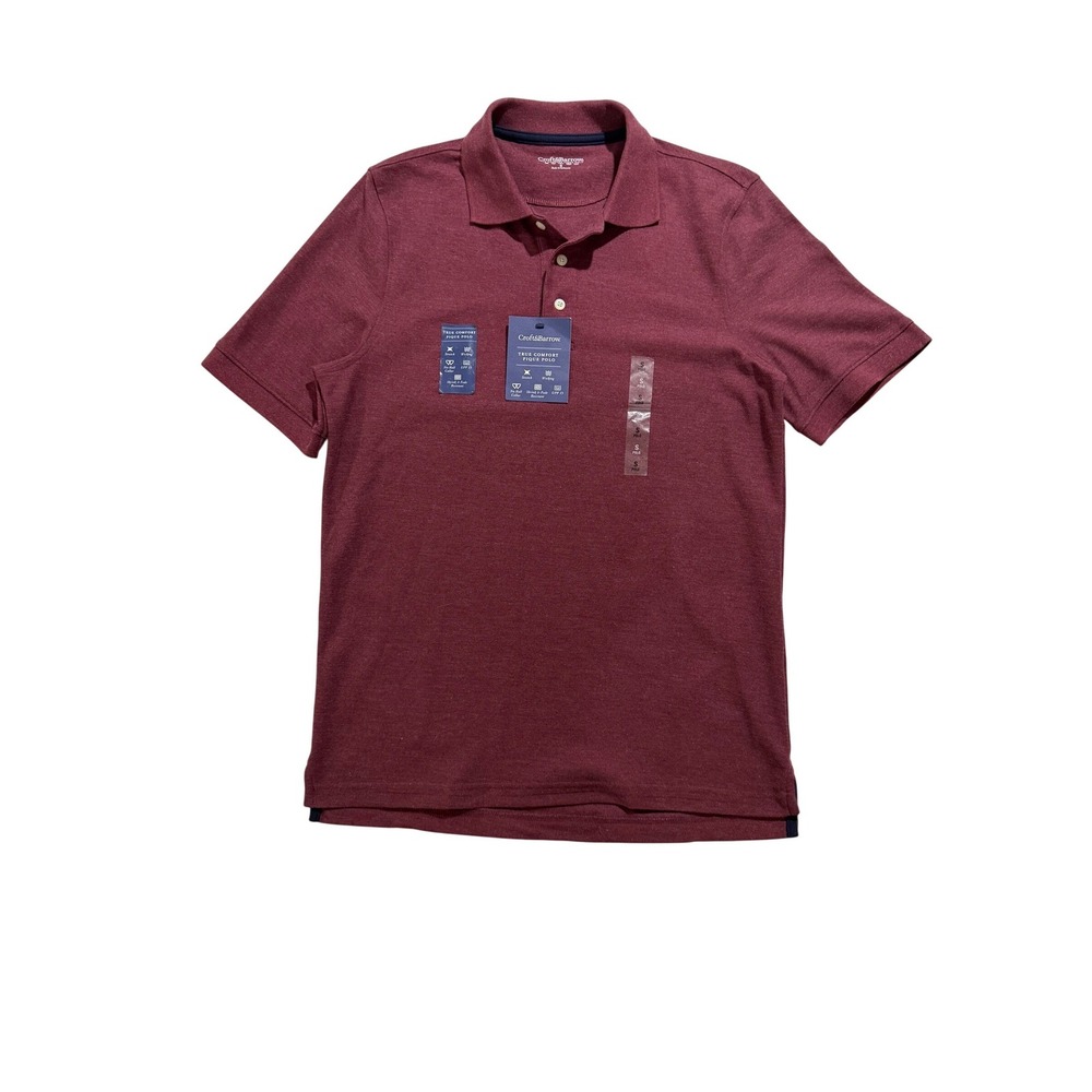 NWT Croft & Barrow True Comfort Pique Polo Shirt Burgundy Small